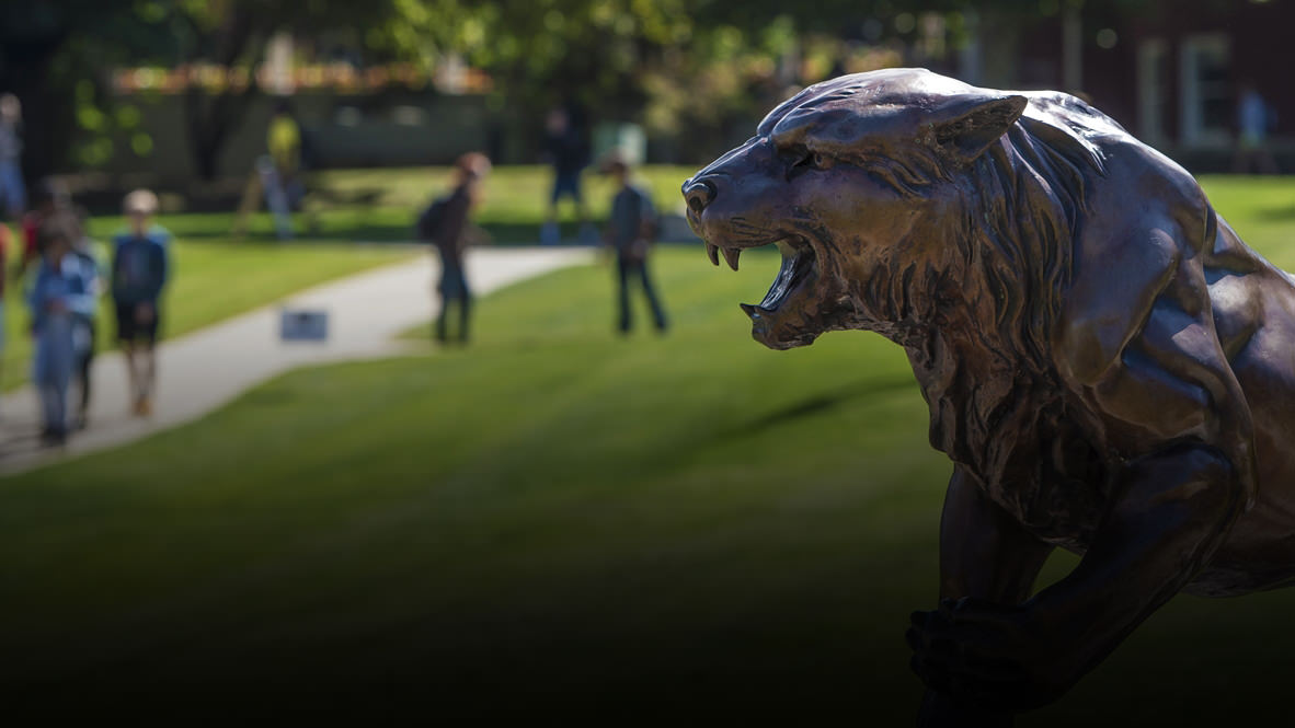 Photo of Bearcat Statue on the Campus Quad