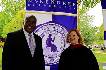  Director of Public Safety Ranodore (Ran) Foggs and Assistant Dean and Registrar Debbie Larson