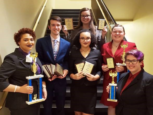 McKendree University speech team members, front row, Lyndellia Mannie, Andrew Wagner, Aliyah Smith, Kate Maag, Taylor Roth; back row, Isa Scaturro.