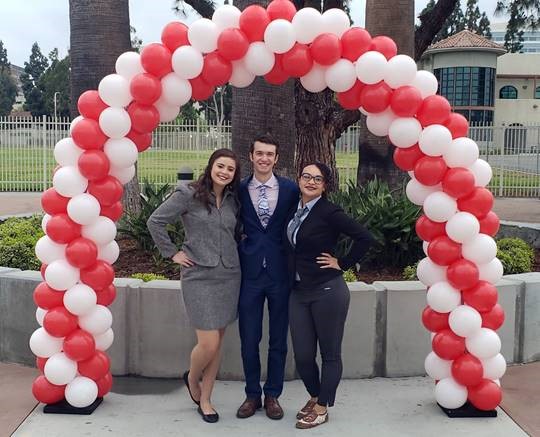 Isa Scaturro, Andrew Wagner and Aliyah Smith at the National Forensic  Association Championship Tournament in Santa Ana, Calif.