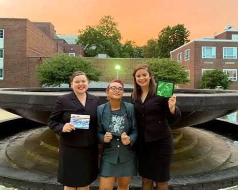 Speech team members Kate Maag, Lea Smith and Isa Scaturro at Illinois State University in October.