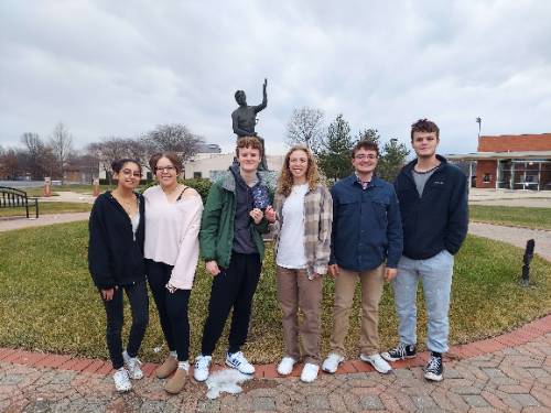 From left to right: Meera Mohammad, Jada Tolbert, Aaron Brown, Emma McIlhargie, Garrett Crabtree and Elan Headlee