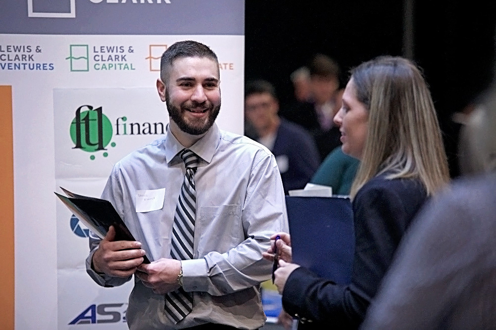 Students Talking at Career Fair