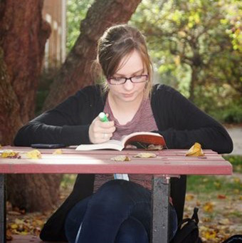 Student Studying Outside