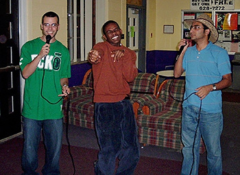 Student Singing Karaoke in the Lair