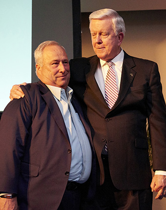 Trustee and William McKendree Society donor John Bailey ’76 with President James Dennis at the William McKendree Society Dinner in May.