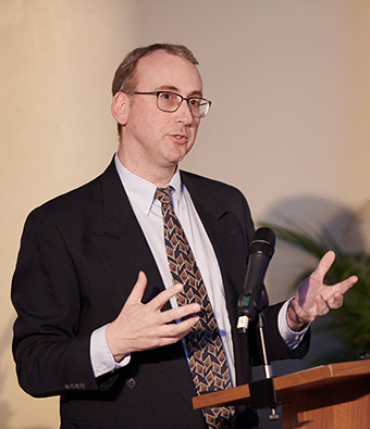 Dr. Brian Frederking ’90, professor of political science, discussed “Transitional Justice Mechanisms.”