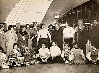 “Charwomen” Clionian pledges at Lambert International Airport, St. Louis, 1963