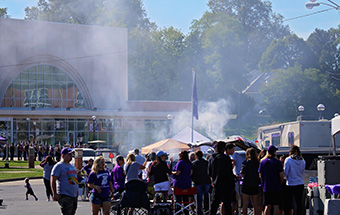 Pre-game tailgating always draws a crowd.