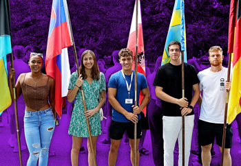 International Students Holding National Flags