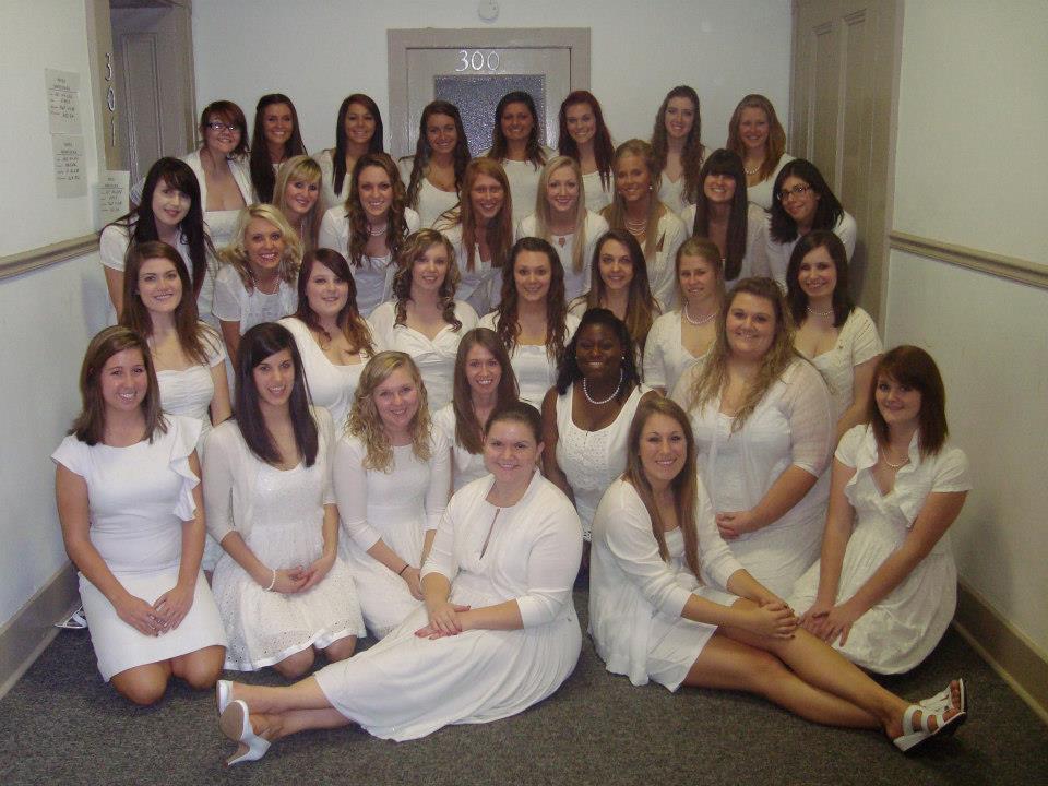 The ladies of Sigma Sigma Sigma at initiation, Fall 2012